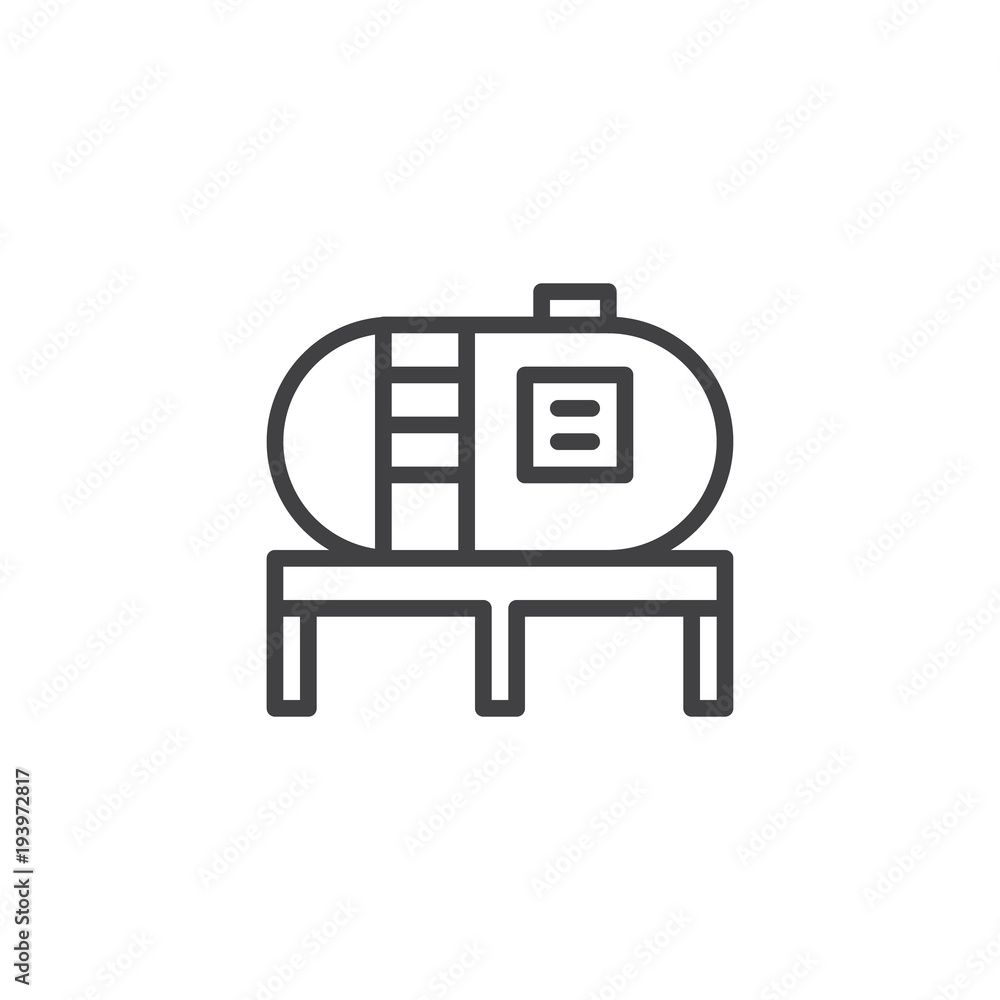 Obraz premium Tank storage outline icon. linear style sign for mobile concept and web design. Fuel tank simple line vector icon. Symbol, logo illustration. Pixel perfect vector graphics