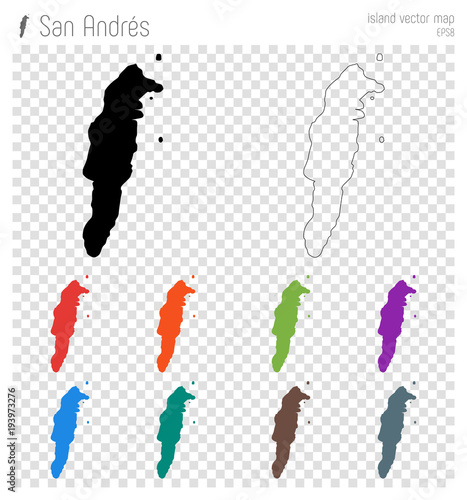 San Andres high detailed map. Island silhouette icon. Isolated San Andres black map outline. Vector illustration.