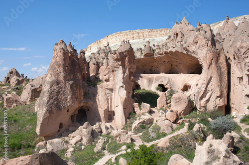 Unique geological formations in Zelve valley  Cappadocia  Central Anatolia  Turkey