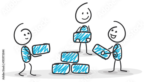 Sticky / Strichmännchen - Teamwork, Zusammenhalt, Business, Gemeinsam