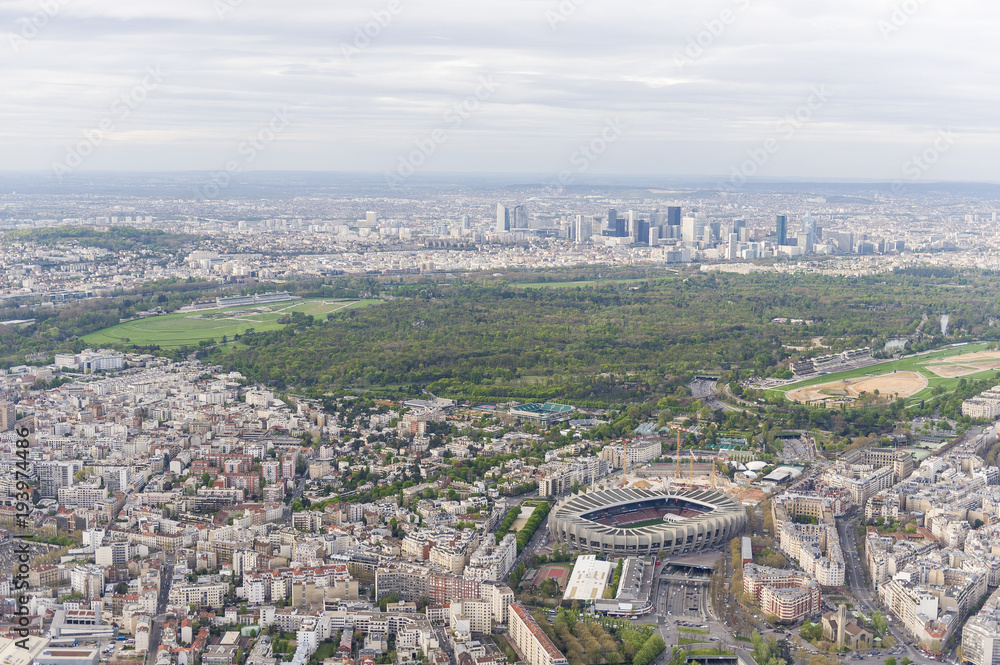 Aerial view of Paris city center