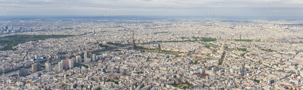 Aerial panoramic view of Paris city center