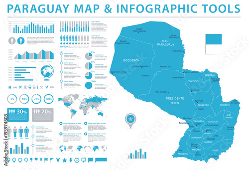 Paraguay Map - Info Graphic Vector Illustration