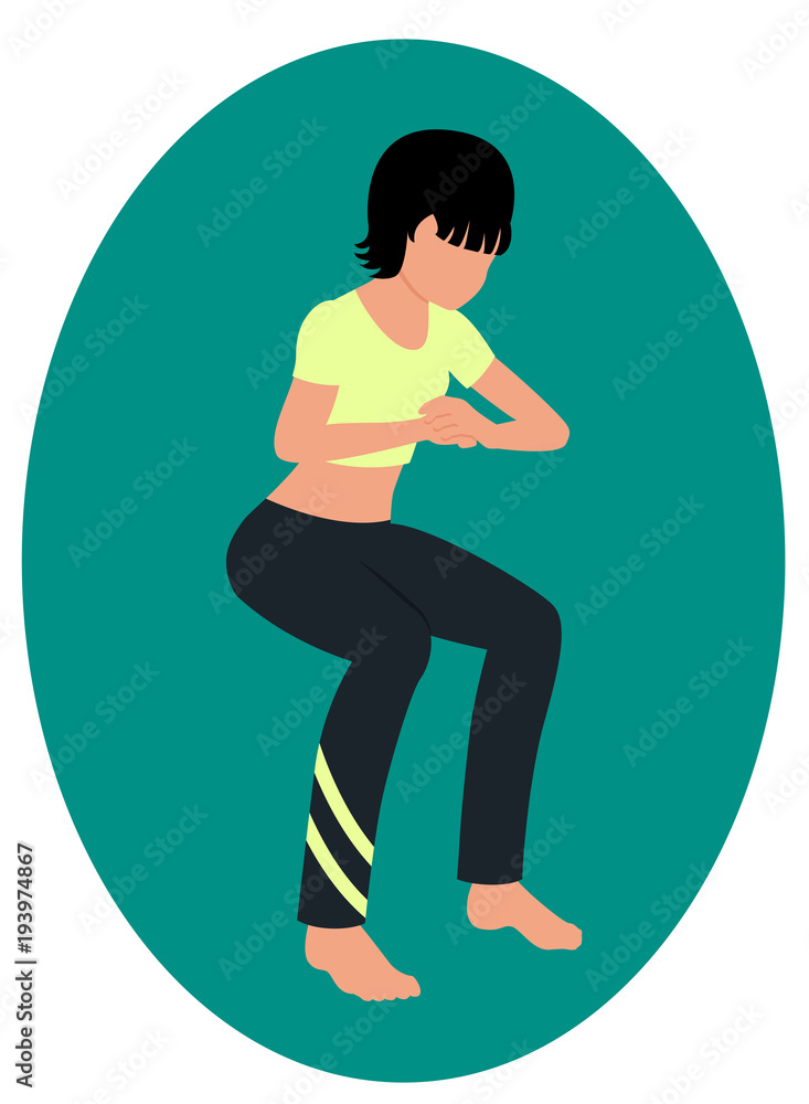 Girl doing an exercise squat