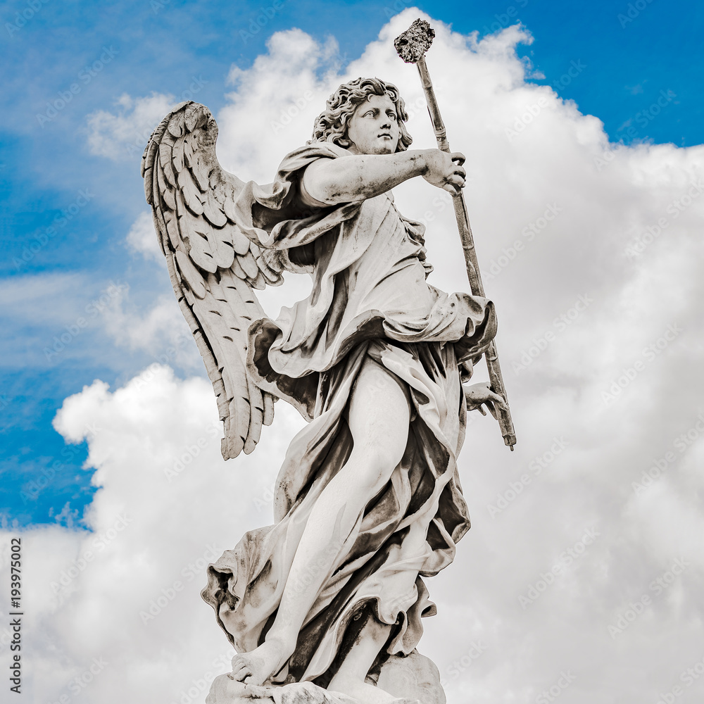Obraz premium Holy angel with at Bridge Saint Angelo, Rome, Italy