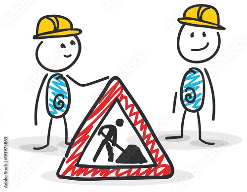 Sticky / Strichmännchen - Baustelle, Umbau, Auftrag, Stop