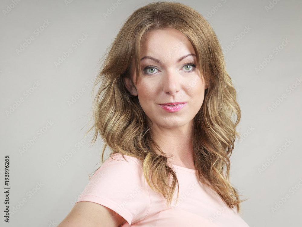 Happy positive smiling brown hair woman Happy positive smiling brown hair woman