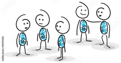 Sticky / Strichmännchen - Kommunikation, Meeting, Konferenz, Freundschaft, Teamwork