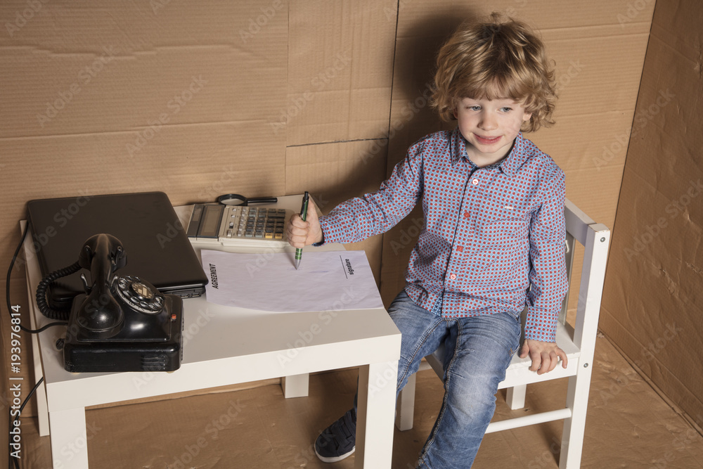 small businessman signs a blind contract