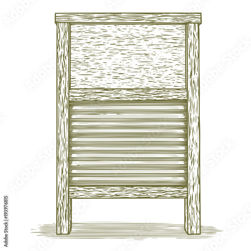 Woodcut Antique Washboard
