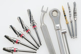 Tool set of implant surgical kit for dentist in the office or clinic.