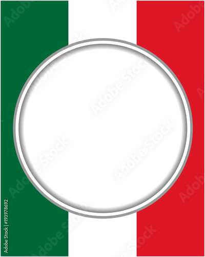 Italian abstract flag round frame with empty space for text.