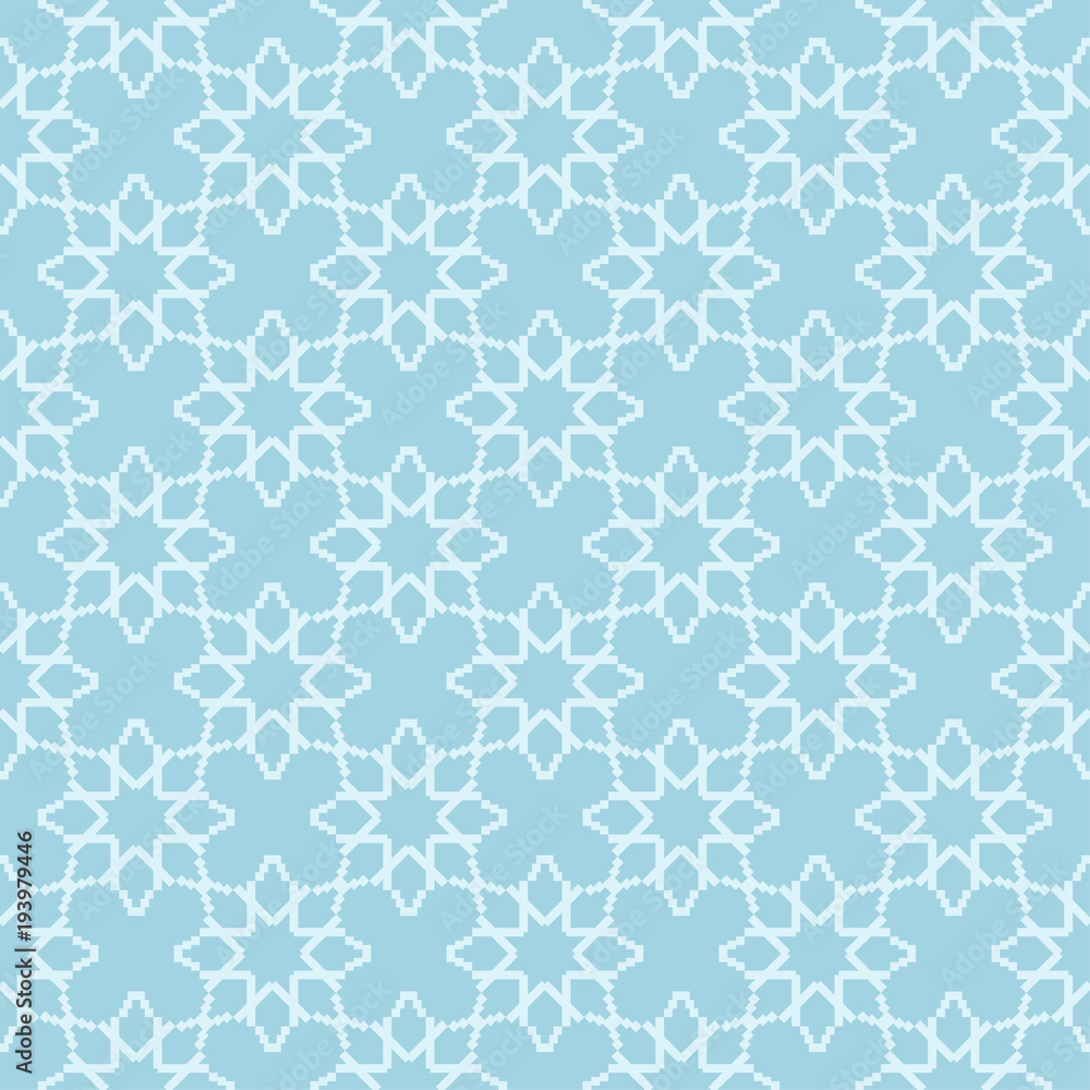 Geometric ornament. Light blue seamless pattern
