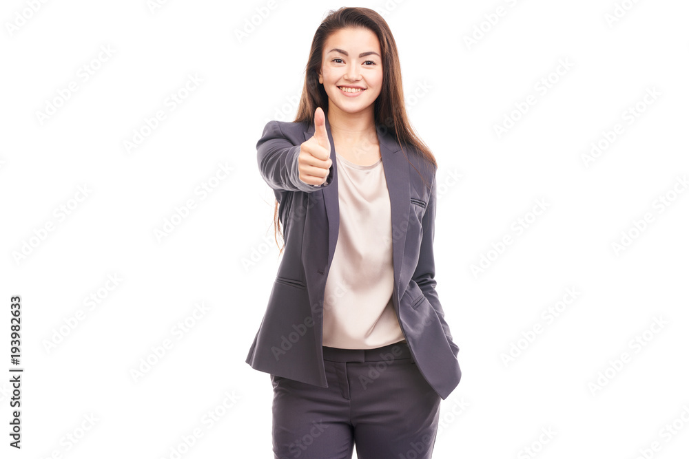 Portrait of emotional Asian businesswoman posing on white background Portrait of emotional Asian businesswoman posing on white background