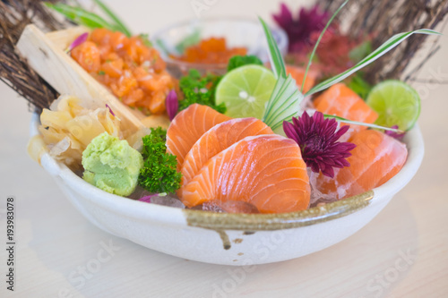 Sashimi with mixed sliced fish sashimi