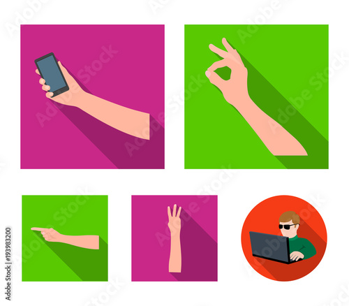 Sign Language flat icons in set collection for design.Emotional part of communication vector symbol stock web illustration.