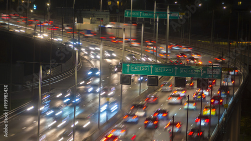 Photography Stockholm city at night and traffic