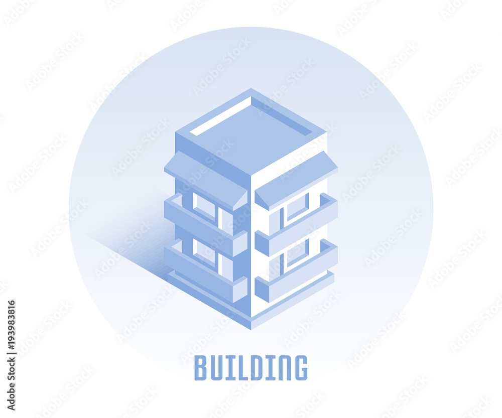Building icon. Vector illustration in flat isometric 3D style. Building icon. Vector illustration in flat isometric 3D style.