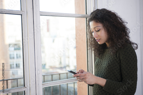 woman with phone photo