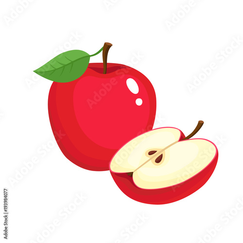Bright vector illustration of colorful juicy apple.