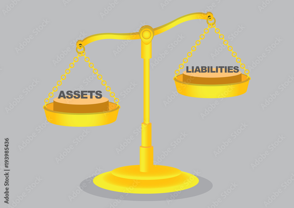 Balance of Assets and Liabilities on Golden Weighing Scale Cartoon Vector  Illustration Stock Vector | Adobe Stock