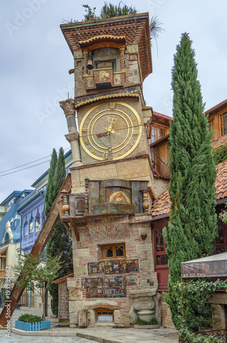 Leaning clock tower, Tbilisi, Georgia photo