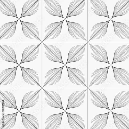 geometric vector pattern. repeating linear abstract leaves in square shape. pattern is on swatches panel.