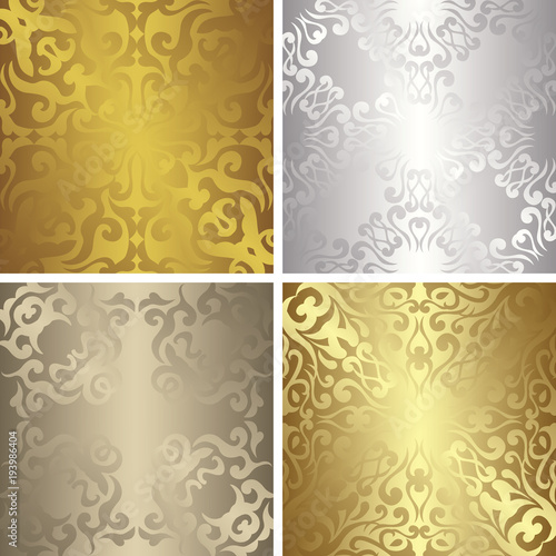 Set of template of seamless wallpapers. Vintage pattern. Luxury design. Lace decoration. Can be used as a background for cards, invitations