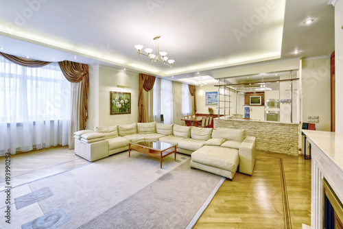 Russia Moscow - Modern interior design living room  urban real estate.  