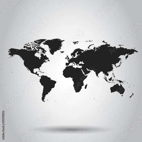 World map icon. Business concept world map pictogram. Vector illustration on white background.