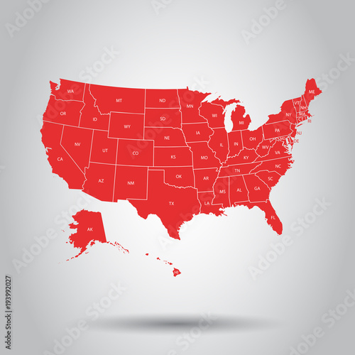 USA map icon. Business cartography concept United States of America pictogram. Vector illustration on white background.
