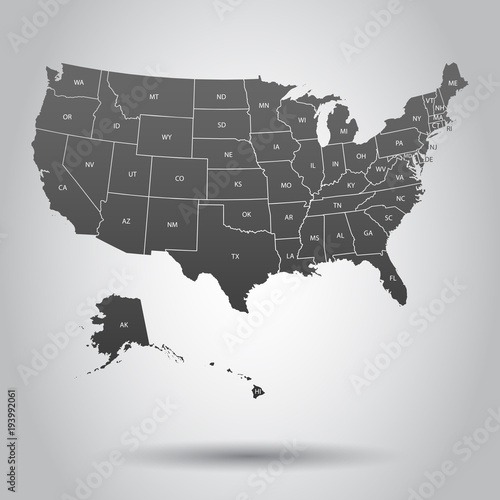 USA map icon. Business cartography concept United States of America pictogram. Vector illustration on white background.