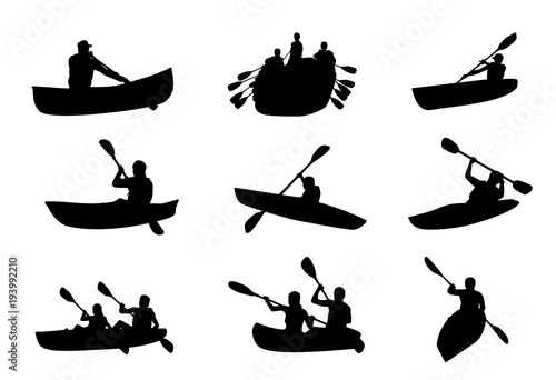 Kayaking and Rafting Silhouettes photo