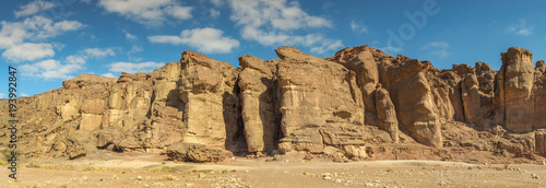 Panoramic view on unique stone formation - pillars of the Solomon King in Tim...