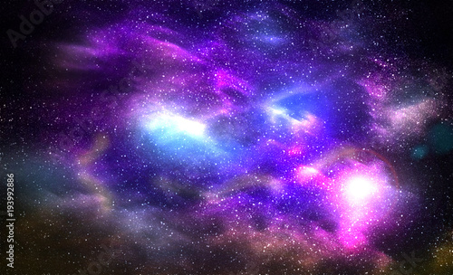 Cosmic Galaxy Background with nebula, stardust and bright shining stars © leszekglasner