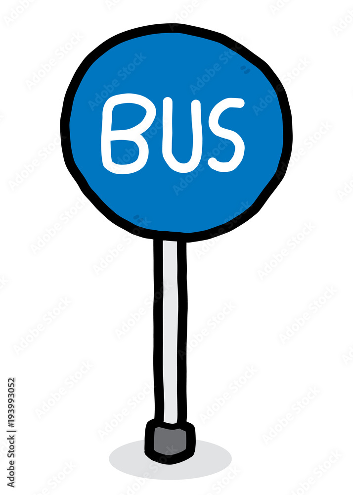 bus stop sign/ cartoon vector and illustration, hand drawn style, isolated  on white background. Stock Vector | Adobe Stock