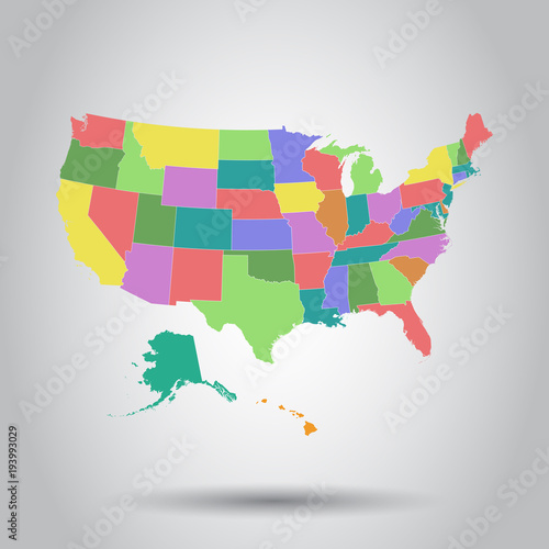 Vector illustration of a High Detail USA Map with federal states