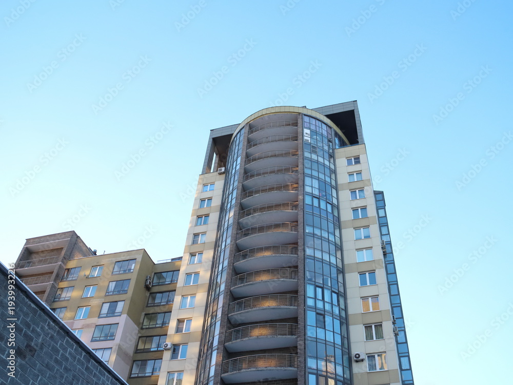 view of residential buildings at a large angle