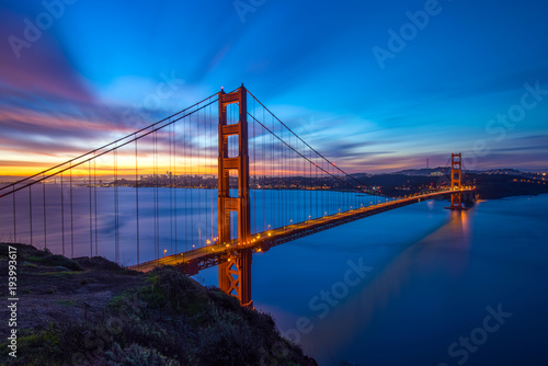 Beautiful Californica San Francisco Golden Gate Bridge Sunrise Long Exposure