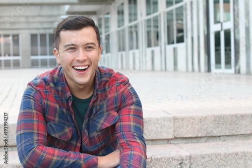 Free Download Handsome mixed race male smiling isolated - GFXLoad