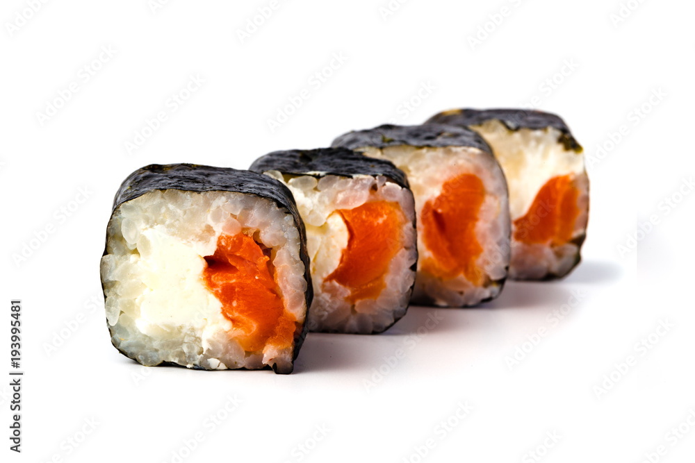 Makizushi. Delicious sushi rolls on white. Maki Makizushi. Delicious sushi rolls on white. Maki