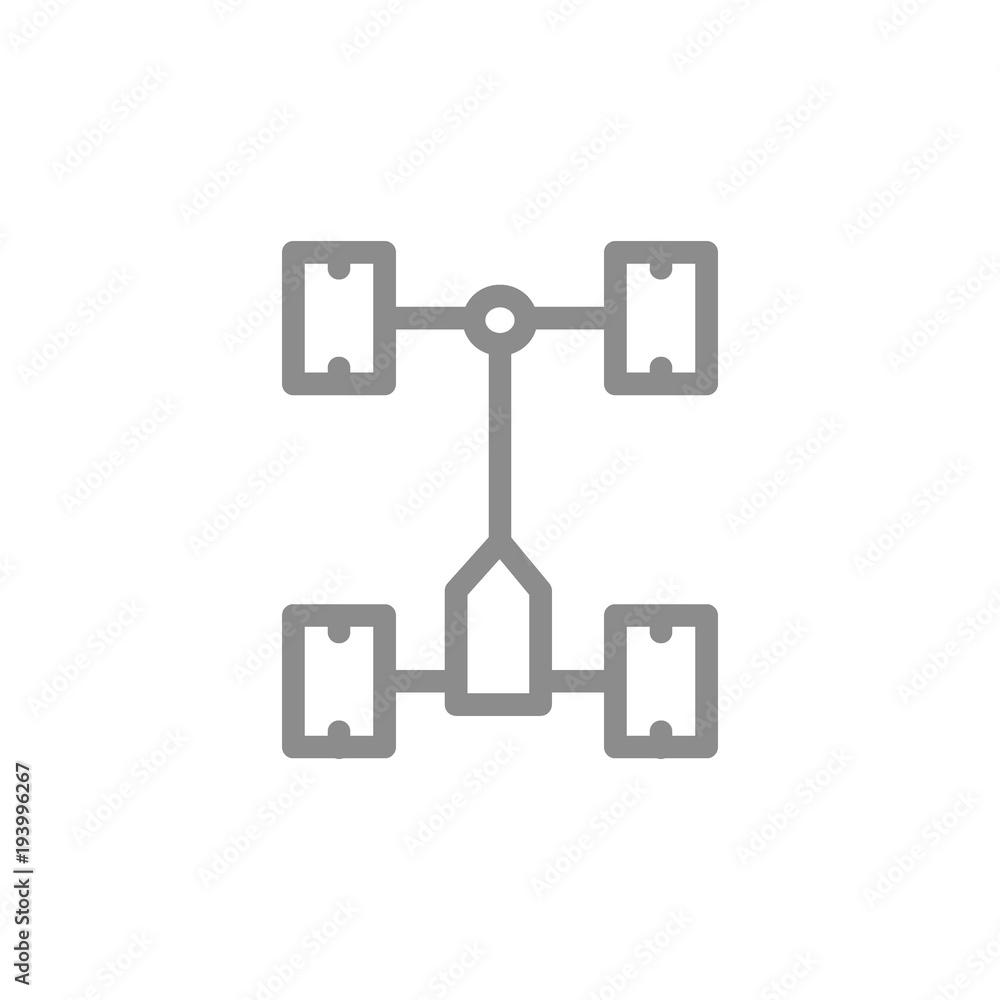 Simple car chassis, undercarriage line icon. Symbol and sign vector illustration design. Isolated on white background Simple car chassis, undercarriage line icon. Symbol and sign vector illustration design. Isolated on white background
