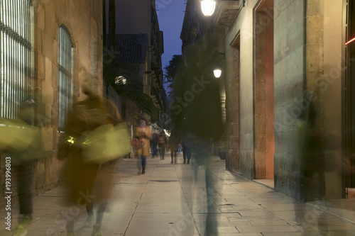 Streets of barcelona at night