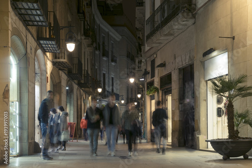 Streets of barcelona at night