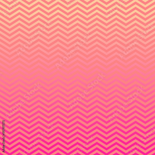 Pink Peach Ombre Chevron Vector Pattern. Gradient Fade Texture. Tropical Sunset Colored Background. Zigzag Stripes Blending into Solid Color. Horizontally Seamless Pattern Tile Swatch Included.