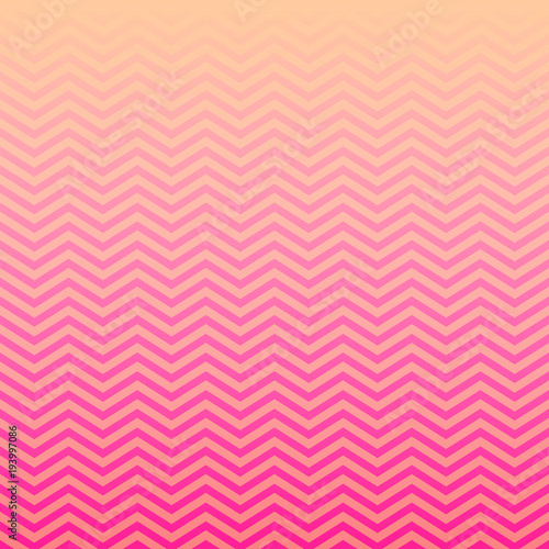Pink Peach Ombre Chevron Vector Pattern. Gradient Fade Texture. Tropical Sunset Colored Background. Zigzag Stripes Blending into Solid Color. Horizontally Seamless Pattern Tile Swatch Included.