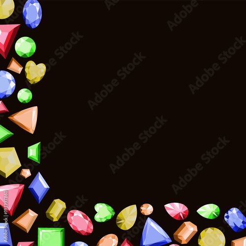 A frame from multi-colored precious stones of different shapes. Vector
