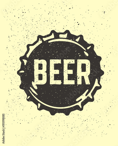 Craft beer text emblem on bottle cap.