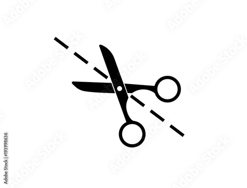 Vector design - flat black scissors icon. Repair of clothes, atelier, haircut, beauty salon.