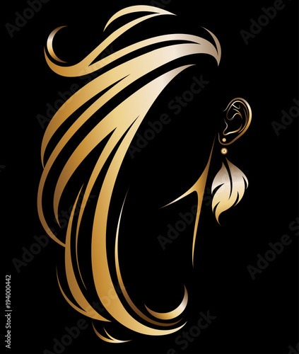 illustration vector of women silhouette golden icon